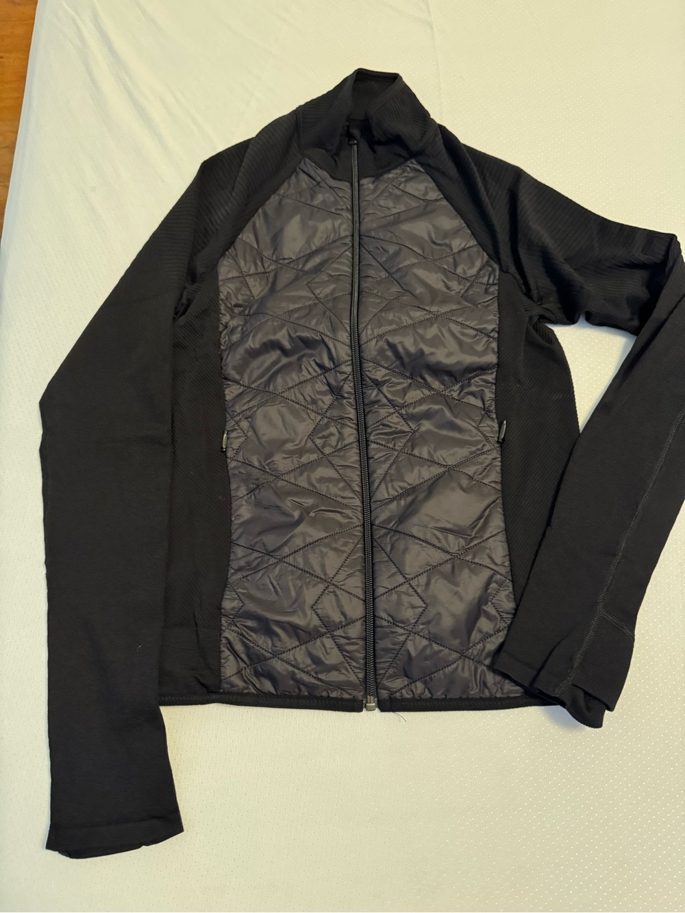 Athleta Black Quilted Front Puffer Jacket
